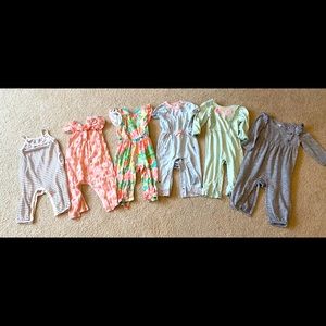 Lot of (6) Toddler Girl Rompers